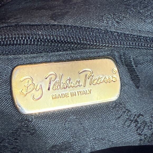 Paloma Picasso Dark Brown Leather Crossbody Purse Gold Logo Made in Italy - Picture 7 of 15